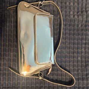 Metallic Silver Shoulder Bag - Women